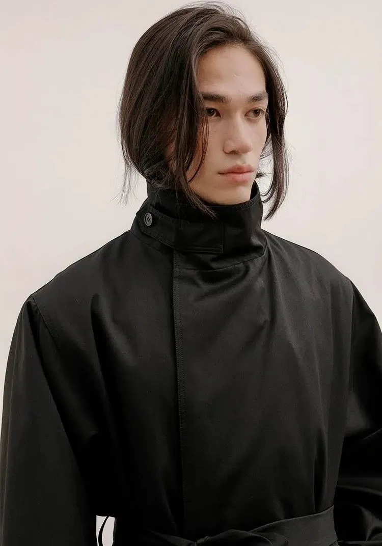 Zhou Buttoned Neck Detail Overcoat